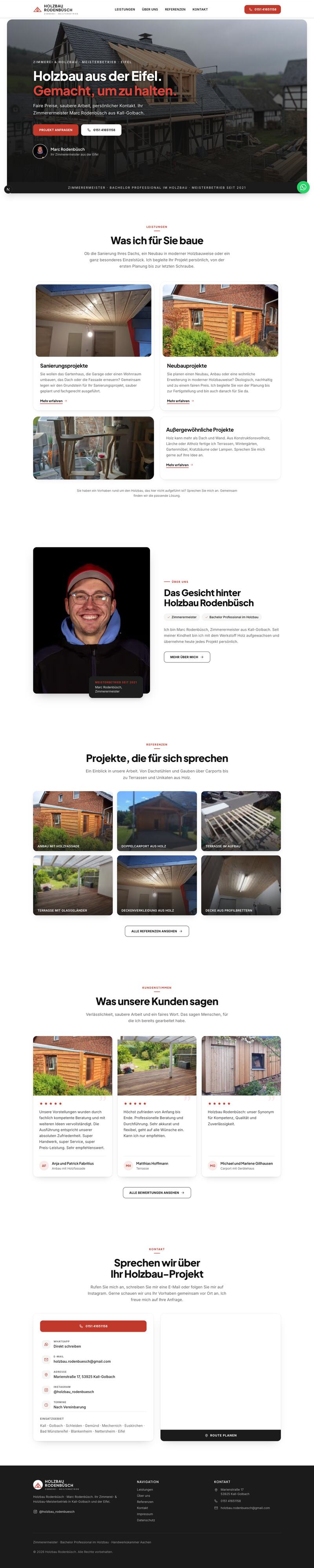 Webseite Holzbaubetrieb