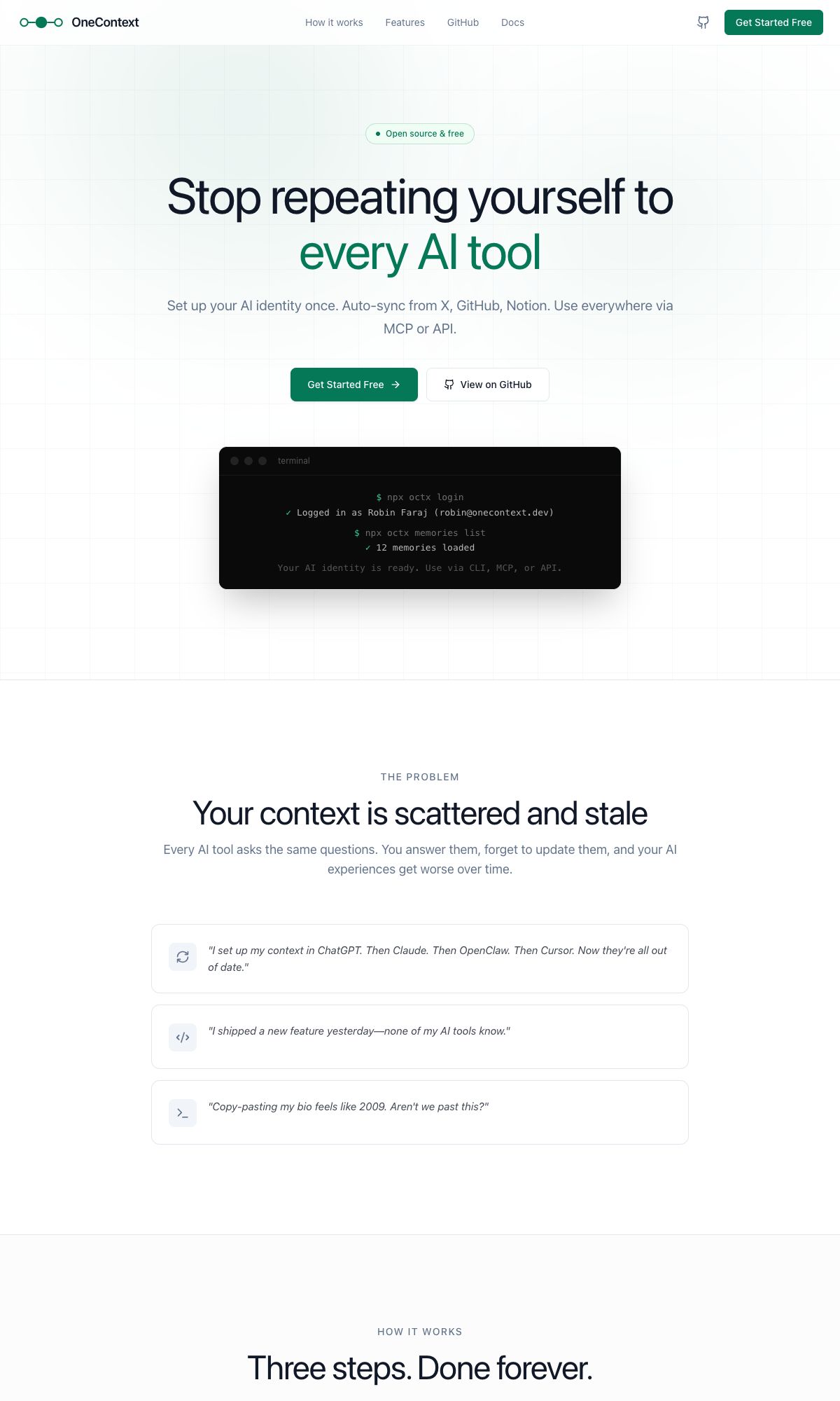 Webseite von OneContext