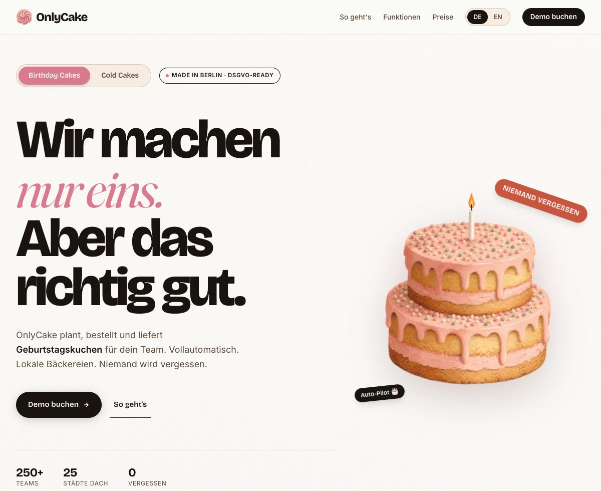 Webseite von OnlyCake