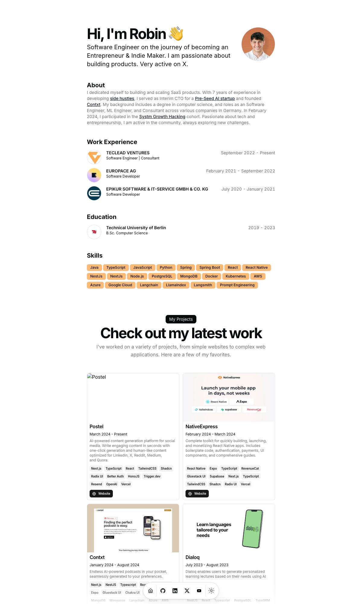 Webseite von Robin Faraj